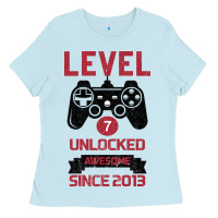 Baby Blue Kids Level 7 Unlocked Awesome Since 2013 Ladies Tee - Bettercallsaul