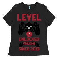Black Kids Level 7 Unlocked Awesome Since 2013 Ladies Tee - Bettercallsaul