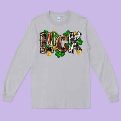 Western Luck St. Patrick's Day Long Sleeve Tee Designed By Cowgirlartshop