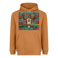 Meerkat western serape leopard bull skull turquoise Heavyweight Hoodie - Artiststas