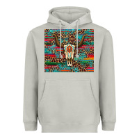 Moon Dust western serape leopard bull skull turquoise Heavyweight Hoodie - Artiststas