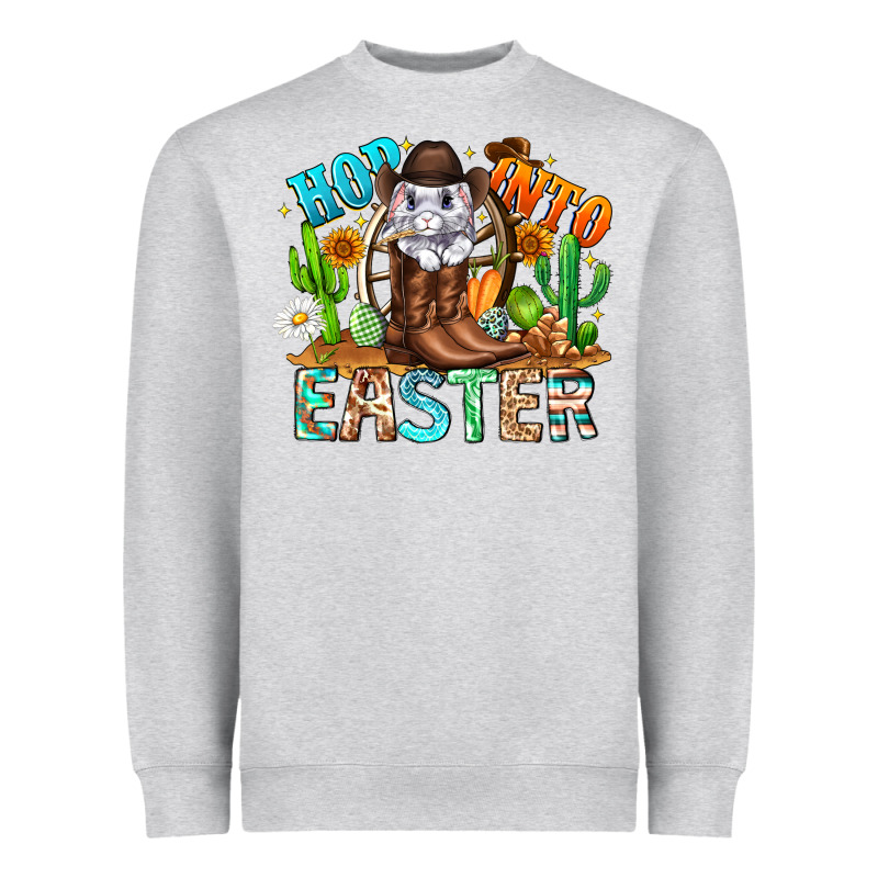 Hop Into Easter Bunny Western Heavyweight Sweatshirt by CowhideDigitalArt | Teevron