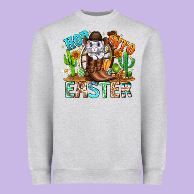 Hop Into Easter Bunny Western Heavyweight Sweatshirt Designed By Cowhidedigitalart