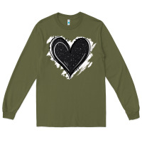Army Green black glitter heart Long Sleeve Tee - Jasminsmagicworld