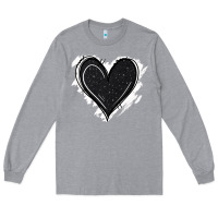 Heather Grey black glitter heart Long Sleeve Tee - Jasminsmagicworld