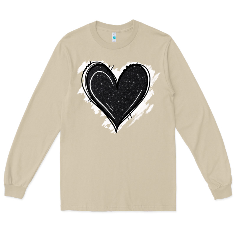 Black Glitter Heart Long Sleeve Tee by Jasminsmagicworld | Teevron