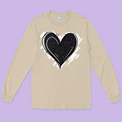 Black Glitter Heart Long Sleeve Tee Designed By Jasminsmagicworld