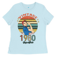 Baby Blue Vintage 1980 Original Parts Women 40th Birthday Ladies Tee - Bettercallsaul