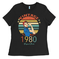 Black Vintage 1980 Original Parts Women 40th Birthday Ladies Tee - Bettercallsaul