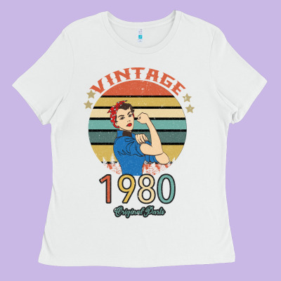 Vintage 1980 Original Parts Women 40th Birthday Ladies Tee Designed By Bettercallsaul