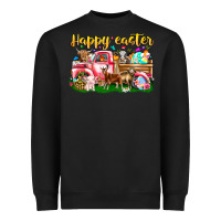 Black Happy Easter Animal Car Heavyweight Sweatshirt - CowhideDigitalArt