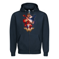 Navy wonder woman movie arms crossed t shirt Zipper Hoodie - InspiraDesign