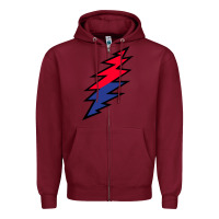 Burgundy Lazy Lightning Bolt Zipper Hoodie - InspiraDesign