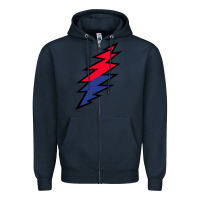 Navy Lazy Lightning Bolt Zipper Hoodie - InspiraDesign