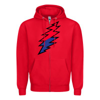 Red Lazy Lightning Bolt Zipper Hoodie - InspiraDesign
