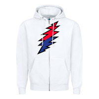 White Lazy Lightning Bolt Zipper Hoodie - InspiraDesign