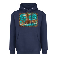 Navy western turquoise stone aztec tiger pattern background Heavyweight Hoodie - Artiststas