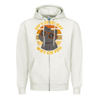 Oatmeal Heather funny retro sunset eff you see kay why oh you cat lovers t shirt Zipper Hoodie - ArtChic