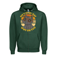 Sports Green funny retro sunset eff you see kay why oh you cat lovers t shirt Zipper Hoodie - ArtChic