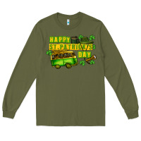 Army Green Camper Happy St. Patrick's Day Long Sleeve Tee - CowGirlArtShop