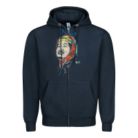 Navy animated bobby lee tiger belly Zipper Hoodie - ArtChic