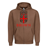 Chestnut brown university Zipper Hoodie - ArtChic