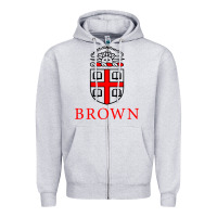 Heather Grey brown university Zipper Hoodie - ArtChic