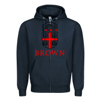 Navy brown university Zipper Hoodie - ArtChic