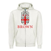Oatmeal Heather brown university Zipper Hoodie - ArtChic