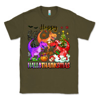 Army Green happy hallothanksmas dinosaur Classic Tee - texasbilliewilder