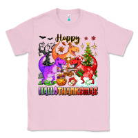 Bubblegum Pink happy hallothanksmas dinosaur Classic Tee - texasbilliewilder