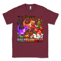 Burgundy happy hallothanksmas dinosaur Classic Tee - texasbilliewilder