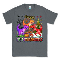 Charcoal Heather happy hallothanksmas dinosaur Classic Tee - texasbilliewilder
