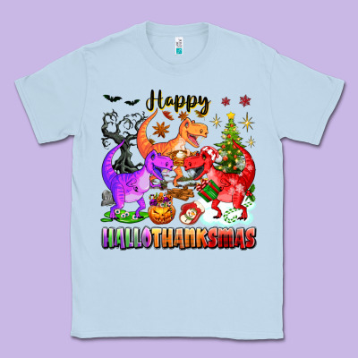 Happy Hallothanksmas Dinosaur Classic Tee Designed By Texasbilliewilder