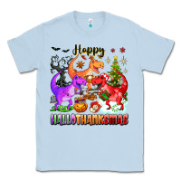 Dusty Blue happy hallothanksmas dinosaur Classic Tee - texasbilliewilder