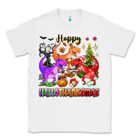 White happy hallothanksmas dinosaur Classic Tee - texasbilliewilder