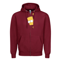 Burgundy simpsons Zipper Hoodie - ArtChic