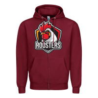 Burgundy rooster art Zipper Hoodie - ArtChic