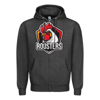 Charcoal Heather rooster art Zipper Hoodie - ArtChic
