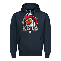Navy rooster art Zipper Hoodie - ArtChic