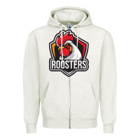 Oatmeal Heather rooster art Zipper Hoodie - ArtChic