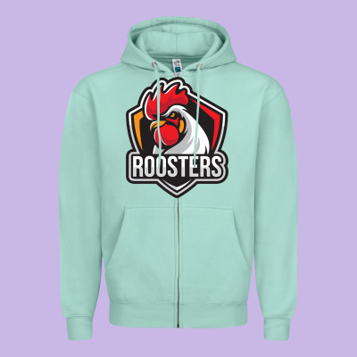 Rooster Art Zipper Hoodie Designed By Artchic