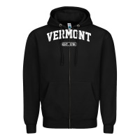 Black vermont vintage state athletic style pullover hoodie Zipper Hoodie - ArtChic