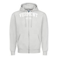 Dove Grey vermont vintage state athletic style pullover hoodie Zipper Hoodie - ArtChic