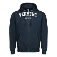 Navy vermont vintage state athletic style pullover hoodie Zipper Hoodie - ArtChic