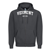 Smoke vermont vintage state athletic style pullover hoodie Zipper Hoodie - ArtChic