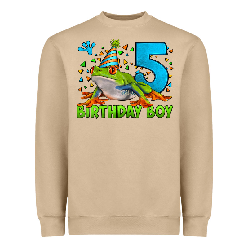 Birthday Boy Frog Age 5 Heavyweight Sweatshirt by LillyAllenDesigns | Teevron