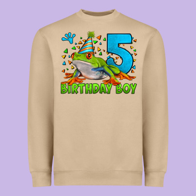 Birthday Boy Frog Age 5 Heavyweight Sweatshirt Designed By Lillyallendesigns