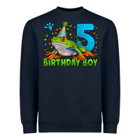 Navy Birthday Boy Frog Age 5 Heavyweight Sweatshirt - LillyAllenDesigns