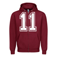 Burgundy number 11 shirt sports player number back of shirt Zipper Hoodie - ArtChic